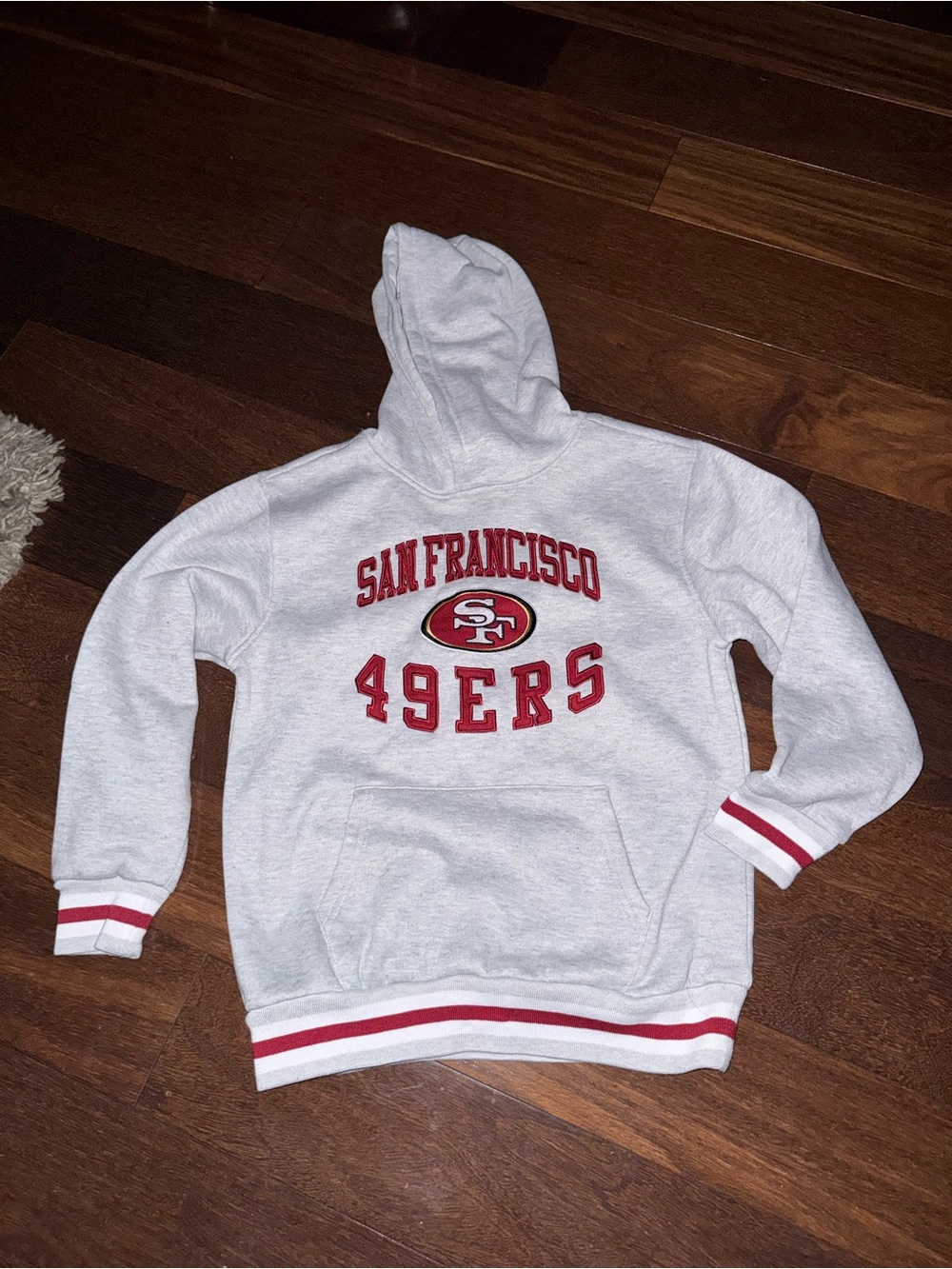 NFL San Francisco 49ers Gray Pullover Hoodie with Red Trim
